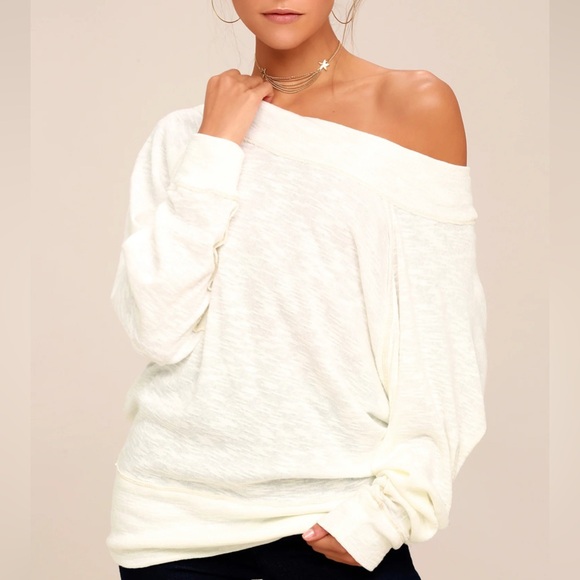 We The Free Tops - We The Free Palisades White Off-the-Shoulder Sweater Top